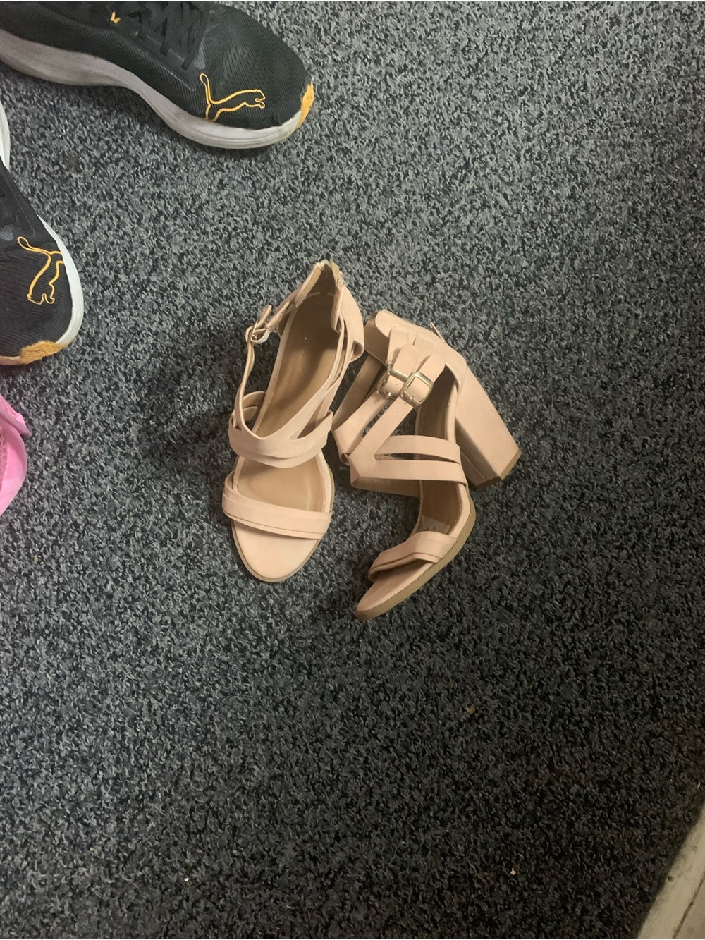 Justice Blush Strappy Block Heel Sandals
